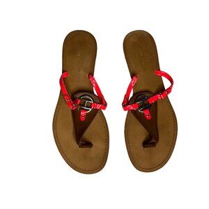 Tommy Hilfiger Thong Sandals Womens Size 7.5 M Brown Pink Summer